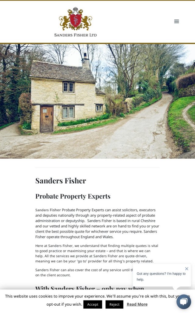 Sanders Fisher Website - Tablet View